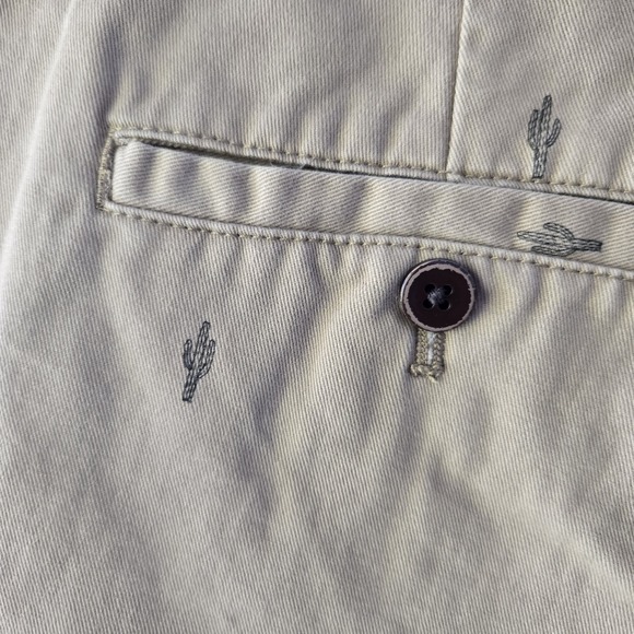 GH Bass Co Cactus Print Cotton Shorts Men's 36 Tan Preppy Classic Fun Theme - Picture 5 of 11